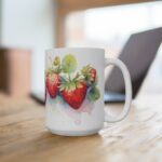 Aquarell Tasse mit Erdbeeren – Ideal als Geschenk für Erdbeerliebhaber