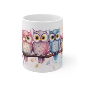 Eulen Aquarell Tasse - Kinderfreundlicher Becher mit Vogelmotiv für kleine Naturfreunde