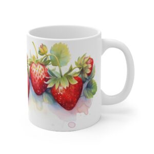 Aquarell Tasse mit Erdbeeren – Ideal als Geschenk für Erdbeerliebhaber