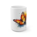 "Farbenfrohe Aquarell Schmetterling Tasse aus Keramik - Ideal für Kaffee und Tee, Perfektes Geschenk"