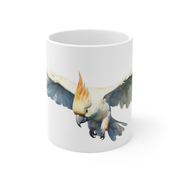 Weiße Aquarell Kakadu Tasse – Kreatives Geschenk für Vogelfans