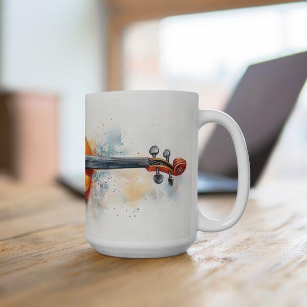 Aquarell Tasse mit Violinen-Motiv - Kaffeetasse für Musikliebhaber