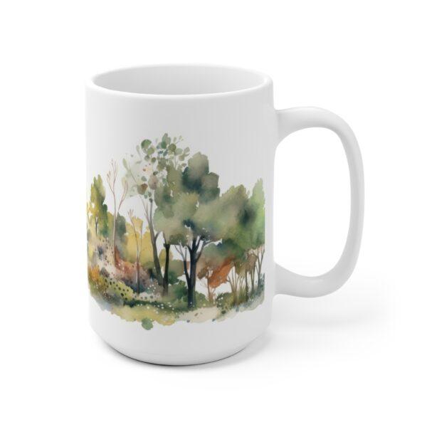 "Geschenk-Tasse mit Aquarell Laubbäumen – Perfekte Kaffeetasse für Naturliebhaber"