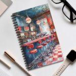 Aquarell Retro-Bar Notizbuch – Blanko, Liniert, Punktraster & Planer