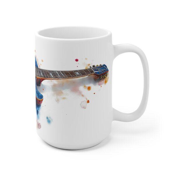 Keramiktasse mit Les Paul Sunburst Blue Aquarell Design – ideal für Kaffeeliebhaber!