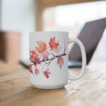 Ahornzweig Tasse – Aquarell Keramikbecher mit Naturmotiv für herbstliche Genussmomente