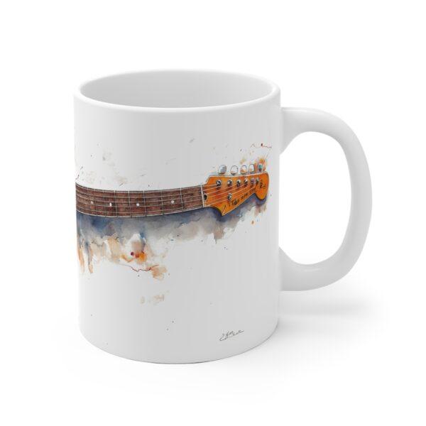 Keramiktasse mit Stratocaster Gitarre Aquarell Design – Perfekt für Musikliebhaber