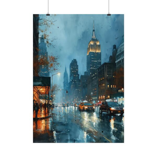 New York City Skyline Aquarell Poster - Urbanes Nachtmotiv in verschiedenen Größen