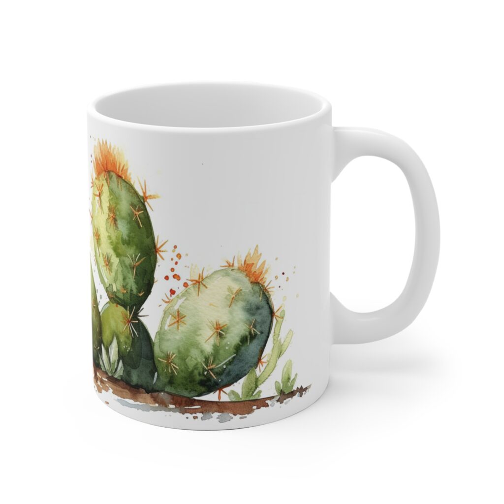 Aquarell Kaktus Tasse aus Keramik &ndash; Naturinspiriertes Design f&uuml;r Kaffeeliebhaber