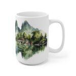 "Ästhetische Kaffeetasse mit Aquarell Landschaft – Ideal als Geschenk aus Vietnam"