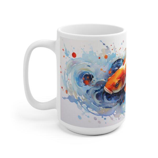 Weiße Kaffeetasse mit Aquarell Koi Fisch | Ideal für Koi-Karpfen und Fischliebhaber Geschenke