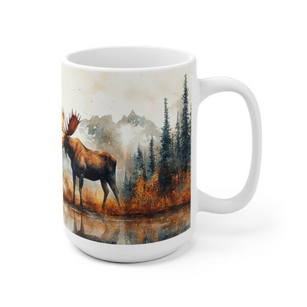 Aquarell Elch Tasse im Yukon – Naturmotiv Kaffeetasse für Tierliebhaber