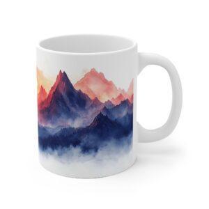 Berglandschaft Tasse mit Sonnenuntergang – Ideal für Bergfreunde, Kaffeetasse mit Komfort-Griff als Geschenk