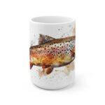 Aquarell Tasse mit Forellenmotiv - Idealer Becher für Angler und Naturfreunde