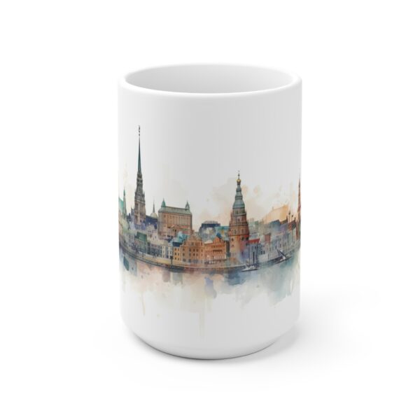 Aquarell Skyline Hamburg Tasse – Bedruckte Kaffeetasse als Geschenk