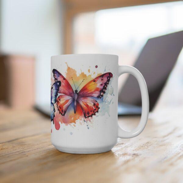 Bunte Schmetterlinge Aquarell Tasse - Farbenfroher Becher für Natur- und Schmetterlingsliebhaber