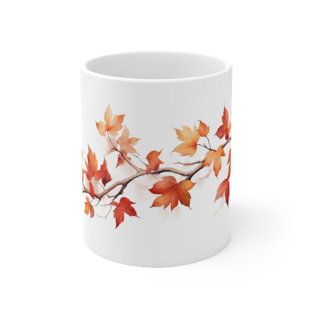 Herbstliche Ahornzweig Tasse &ndash; Aquarell Keramikbecher f&uuml;r Kaffee und Tee &ndash; Ideal f&uuml;r Herbstliebhaber