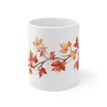 Herbstliche Ahornzweig Tasse – Aquarell Keramikbecher für Kaffee und Tee – Ideal für Herbstliebhaber