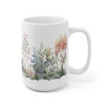 Aquarell Tasse mit Laubbäumen – Ideal als Geschenk für Natur-Liebhaber