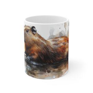 Aquarell Capybara Tasse - Kaffeetasse für Tier- und Naturfreunde mit süßem Nagetier-Design