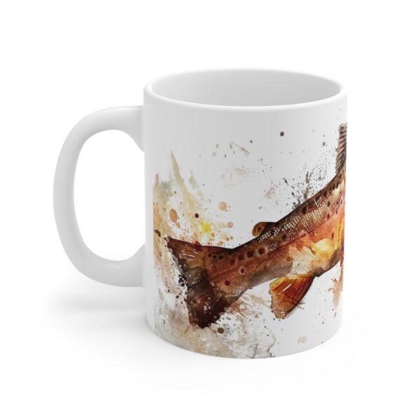 Aquarell Tasse mit Forellenmotiv - Idealer Becher für Angler und Naturfreunde