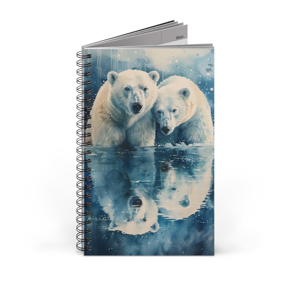 Aquarell Eisb&auml;ren Notizbuch - Blanko, linierte und gepunktete Seiten, ideal f&uuml;r kreative Notizen