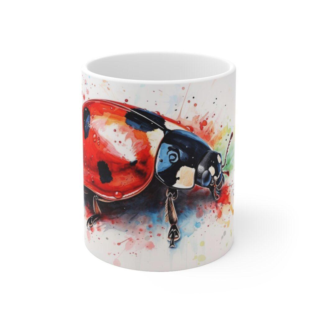 Marienk&auml;fer Aquarell Tasse - Niedlicher Becher f&uuml;r Natur- und Gartenliebhaber