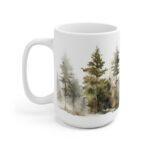 Bunte Aquarell Kaffeetasse mit Kieferwald-Motiv – Perfektes Geschenk für Naturliebhaber