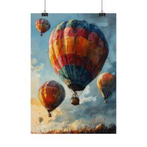 Bunte Aquarell Heißluftballon Poster - Farbige Wanddeko für jedes Zimmer