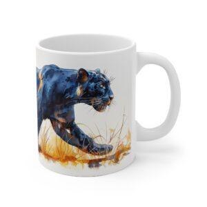 Panther Keramikbecher mit Aquarelldesign - stilvoll und kreativ