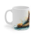 Aquarell Tasse mit süßer Katze - Perfekter Becher für Katzenliebhaber und Bücherfreunde