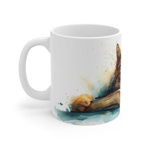 Aquarell Tasse mit süßer Katze - Perfekter Becher für Katzenliebhaber und Bücherfreunde