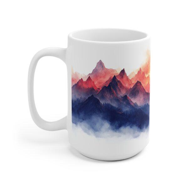 Berglandschaft Tasse mit Sonnenuntergang – Ideal für Bergfreunde, Kaffeetasse mit Komfort-Griff als Geschenk