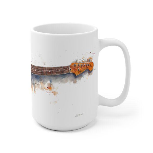 Keramiktasse mit Stratocaster Gitarre Aquarell Design – Perfekt für Musikliebhaber