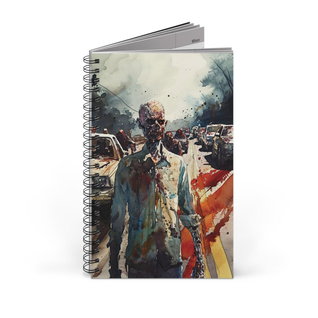 Zombie Horde Aquarell Ringjournal &ndash; Auswahl: Blanko, Punktraster, Liniert, Aufgaben &ndash; Kreatives Notizbuch