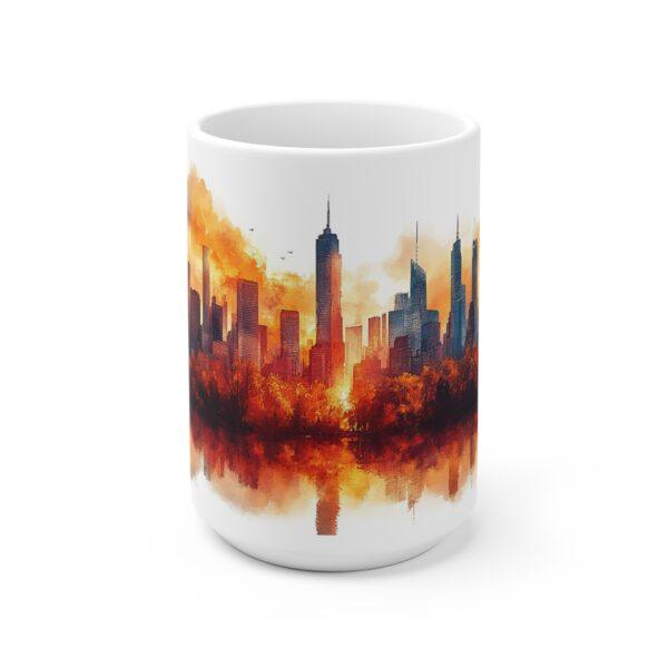 Cyberpunk Kaffeetasse mit Aquarell Stadtmotiv – Futuristisches Design für Sci-Fi Enthusiasten