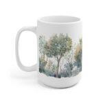 Aquarell Tasse mit Laubbäumen – Ideal als Geschenk für Natur-Liebhaber