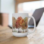 Herbstliche Laubbaum Tasse aus Keramik - Aquarell Design in Naturfarben