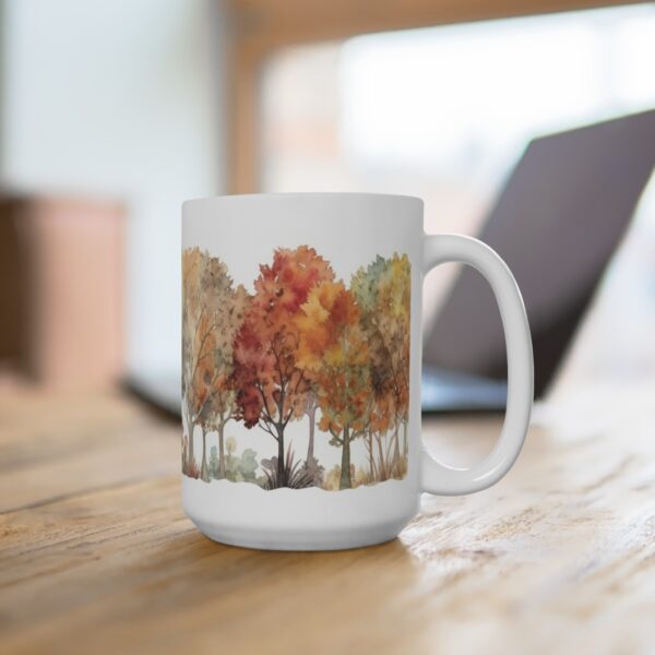 Herbstliche Laubbaum Tasse aus Keramik - Aquarell Design in Naturfarben