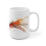 Weißer Keramikbecher mit Lyrebird Aquarellmotiv - Ideal für Kaffeeliebhaber