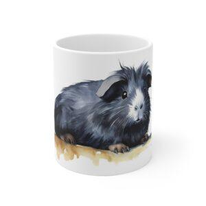 Schwarzes Meerschweinchen Aquarell Tasse – Süßer Becher für Tierliebhaber und Haustierfreunde