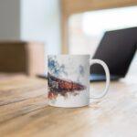 Dampflok Aquarell Tasse – Klassischer Eisenbahn Becher für Zugliebhaber und Historiker