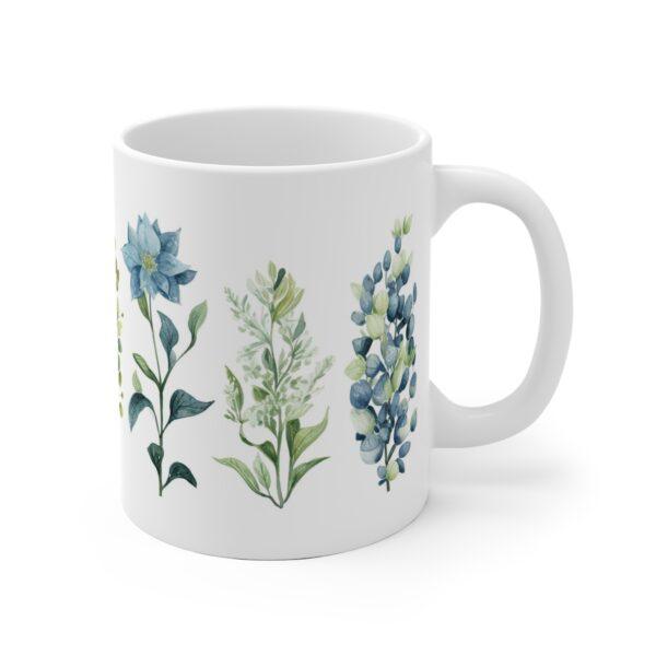 Aquarell Pflanzen Kaffeetasse - Bedruckte Geschenkidee mit Blumenmotiv