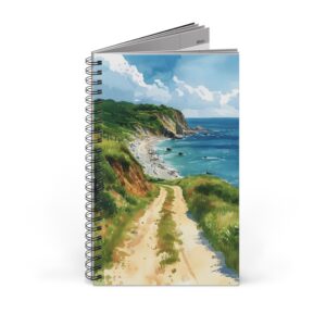 Maritimes Aquarell Notizbuch Strandweg am Meer - Blank, Liniert, Punktraster, Planer