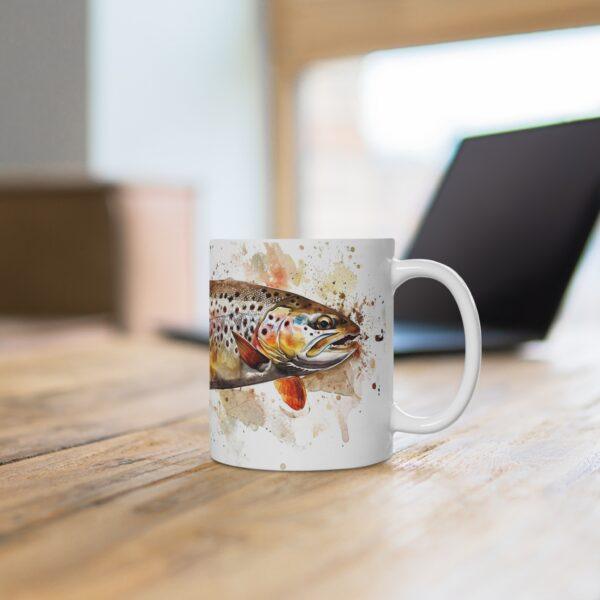 Aquarell Tasse mit Forellenmotiv - Idealer Becher für Angler und Naturfreunde