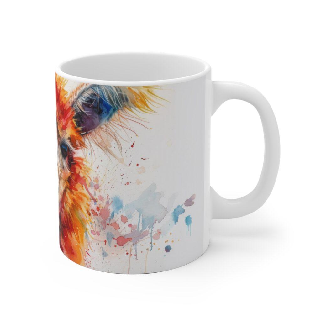 Lama Alpaka Portrait Aquarell Tasse &ndash; Becher f&uuml;r Tierfreunde und Alpaka-Liebhaber