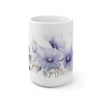 Weiße Keramik Tasse mit Mondblumen - Aquarell Blumen Design für Liebhaber von floralen Motiven