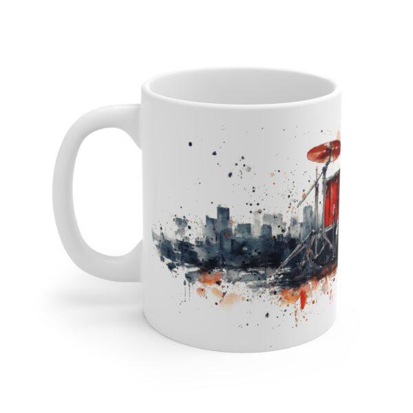 Keramiktasse mit Drumset Aquarell Design - Ideal für Musikliebhaber