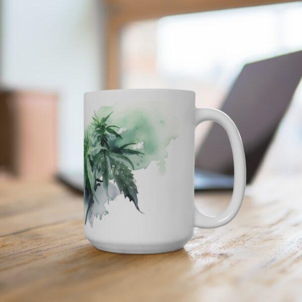 Cannabis Aquarell Becher - Hanfpflanze Design für Botanik-Liebhaber und Naturfreunde