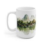 "Ästhetische Kaffeetasse mit Aquarell Landschaft – Ideal als Geschenk aus Vietnam"